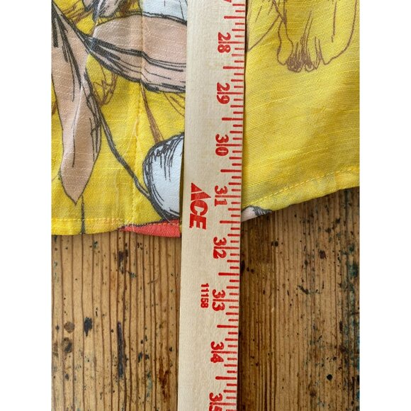 Mlle Gabrielle Womens Yellow Floral A-Line Skirt XL Elastic Waist Button NEW - Picture 8 of 8